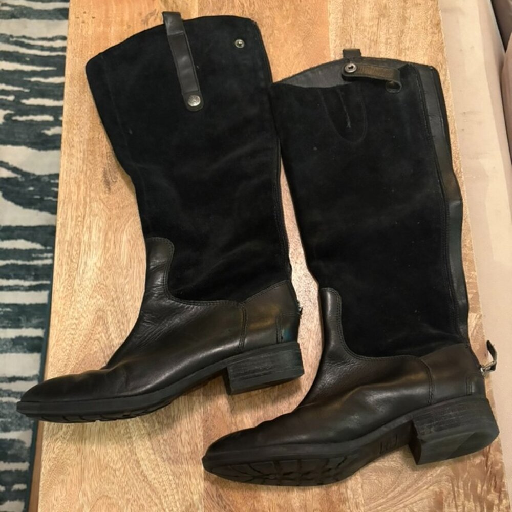 Sam Edelman Black Leather & Suede Knee Boot